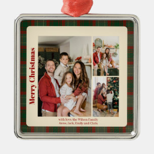 Adorno Metálico Navidades de fotos de Red Script Classy Plaid