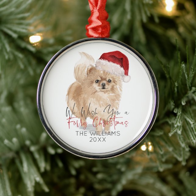 Adorno Metálico Navidades de FURRY Santa Dog personalizados (Árbol)