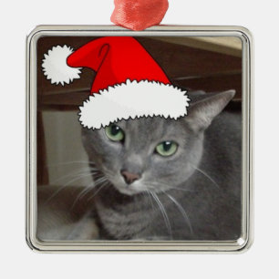 Adorno Metálico Navidades de gato azul de Rusia
