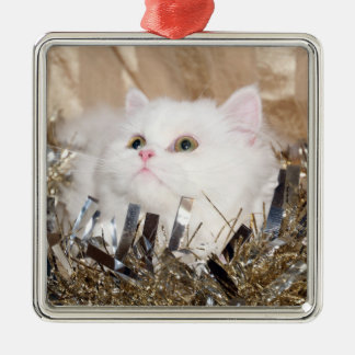 Adorno Metálico Navidades de gatos de raza blanca