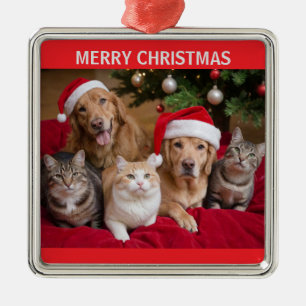 Adorno Metálico Navidades de gatos y perros