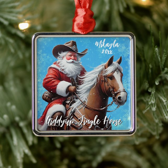 Adorno Metálico Navidades de Giddyup Jingle Horse Santa Claus (Árbol)