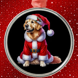 Adorno Metálico Navidades de Golden Retriever Santa Paws