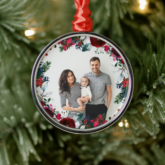 Adorno Metálico Navidades de Holly y Pine escribieron foto persona (Árbol)