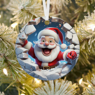 Adorno Metálico navidades de Invierno 3D Cute Santa Festive