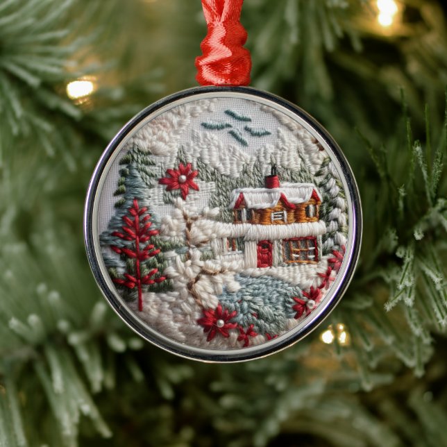 Adorno Metálico Navidades de invierno de cabinas vacaciones Faux E (Árbol)
