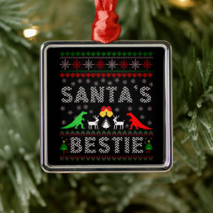 Adorno Metálico Navidades de invierno de Santa Bestie Dino suéter