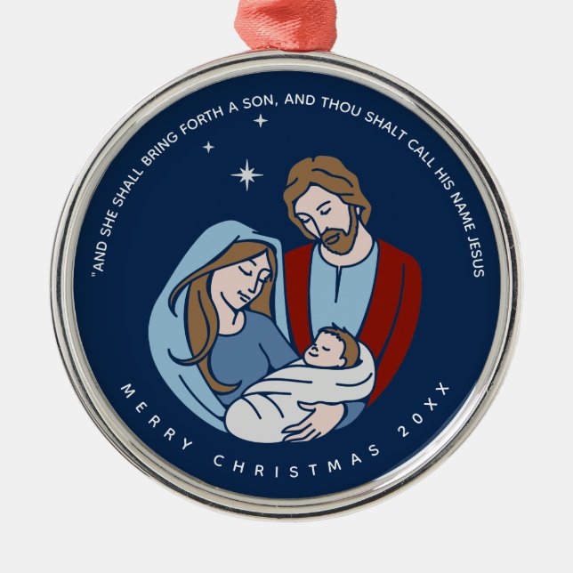 Adorno Metálico Navidades de la escena de Natividad de Baby Jesus (Frente)