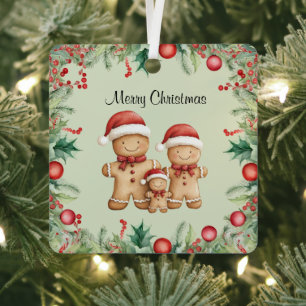 Adorno Metálico Navidades de la familia Cute Gingerbread Cookie