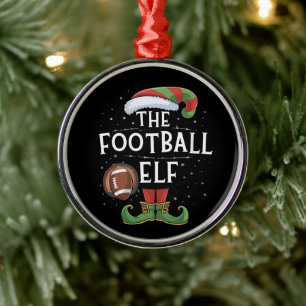 Adorno Metálico Navidades de la Familia Elf de Fútbol Americano