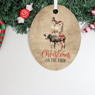 Adorno Metálico Navidades de la granja Cow Goat and Duck