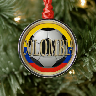 Adorno Metálico Navidades de la pelota de fútbol de Colombia