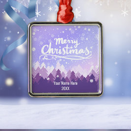 Adorno Metálico Navidades de la Selva de Nieve Púrpura y Pacífica