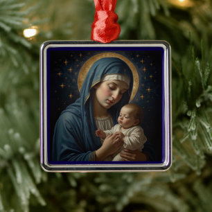 Adorno Metálico Navidades de la Virgen María y Jesús