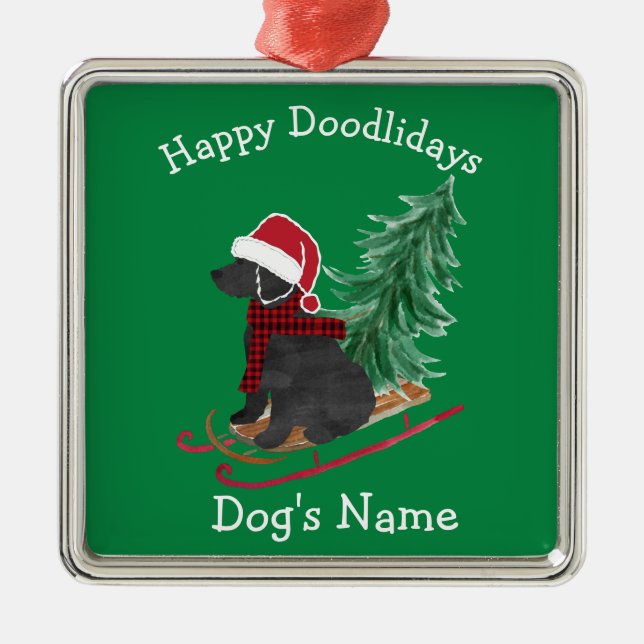 Adorno Metálico Navidades de Labradoodle personalizados despedidos (Frente)