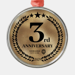 Adorno Metálico Navidades de Logotipo Comercial Gold 3Aniversario