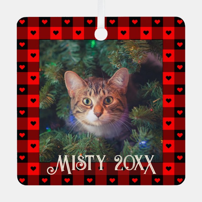 Adorno Metálico Navidades de Mascota de gato de Personalizado de b (Anverso)