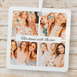 Adorno Metálico Navidades de Moda moderna con bestias 4 vacaciones<br><div class="desc">El diseño está compuesto por una tipografía moderna de moda con tipo de letra de guión. Añade a un personalizado 4 fotos de tus mejores amigos o amigos.</div>