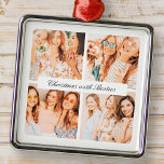Adorno Metálico Navidades de Moda moderna con bestias 4 vacaciones<br><div class="desc">El diseño está compuesto por una tipografía moderna de moda con tipo de letra de guión. Añade a un personalizado 4 fotos de tus mejores amigos o amigos.</div>