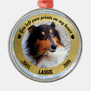 Adorno Metálico Navidades De Oro Y Azul Personalizados Perro Memor