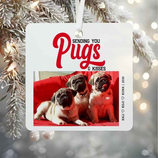 Adorno Metálico Navidades de perro de pug personalizados foto Pers (Subido por el creador)