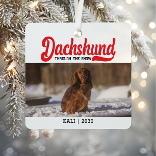 Adorno Metálico Navidades de perros de Dachshund Cute Foto Persona