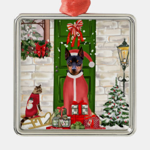 Adorno Metálico Navidades de Perros de Pinscher en miniatura