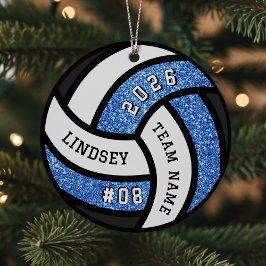 Adorno Metálico Navidades de Purpurinas azules del equipo de volei