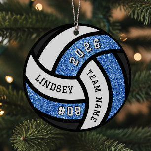 Adorno Metálico Navidades de Purpurinas azules del equipo de volei