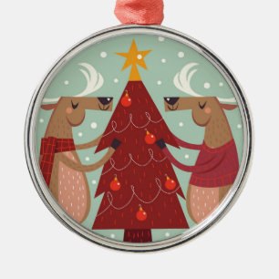 Adorno Metálico Navidades de renos de época