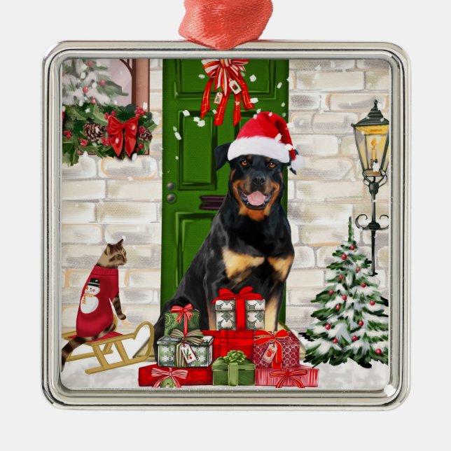 Adorno Metálico Navidades de Rottweiler Dog (Frente)