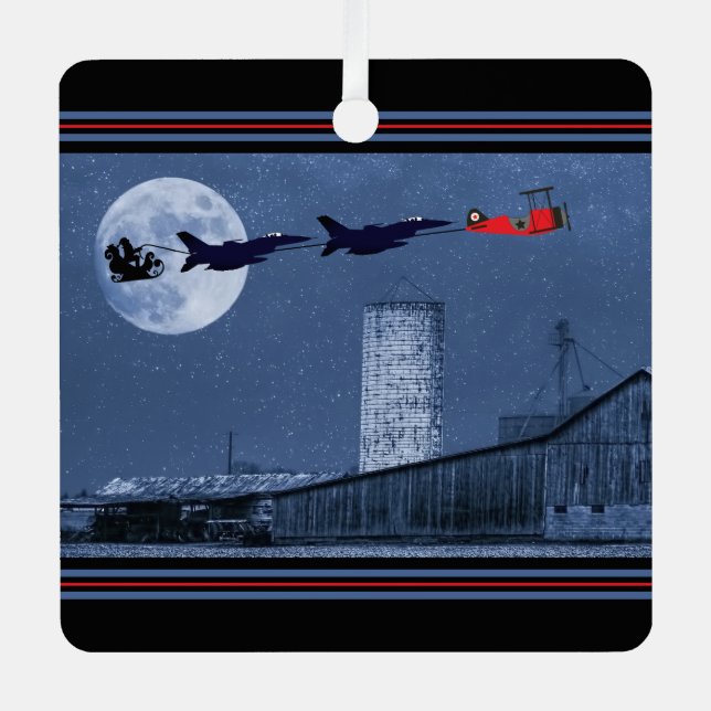 Adorno Metálico Navidades de Santa, F16 Jet, Red Biplane (Anverso)