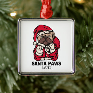 Adorno Metálico Navidades de Santa Paws Ideas de Regalo de Bulldog