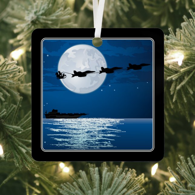 Adorno Metálico Navidades de Santa y Super Hornets F/A-18 (in situ)