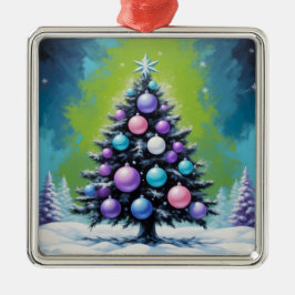 Adorno Metálico Navidades de sintonización de arte pop con violeta