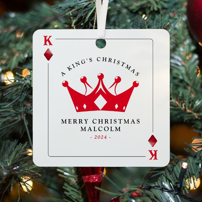 Adorno Metálico Navidades de tarjetas de poker del Casino King of  (King of Diamonds Casino Poker Card Christmas Metal Ornament
)