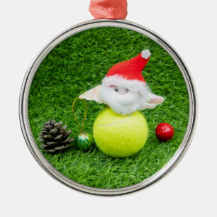 Adorno Metálico Navidades de tenis con Santa Claus y pelota de ten