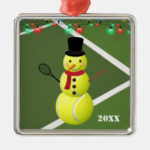 Adorno Metálico Navidades de Tennis Ball Snowman