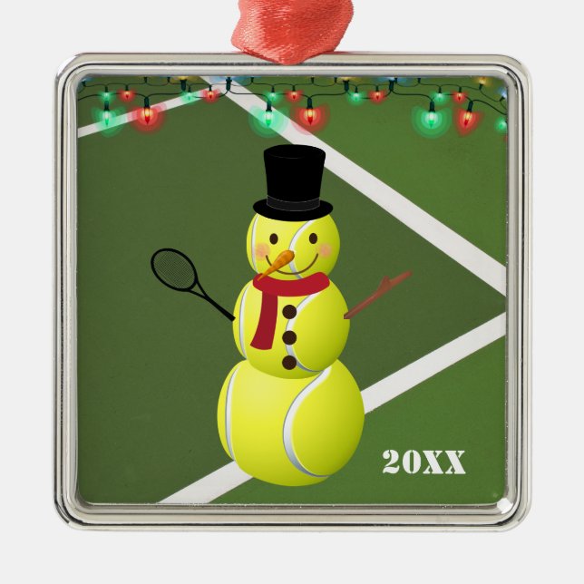Adorno Metálico Navidades de Tennis Ball Snowman (Frente)