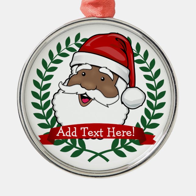 Adorno Metálico Navidades de texto de la etnia Santa Personalizado (Frente)