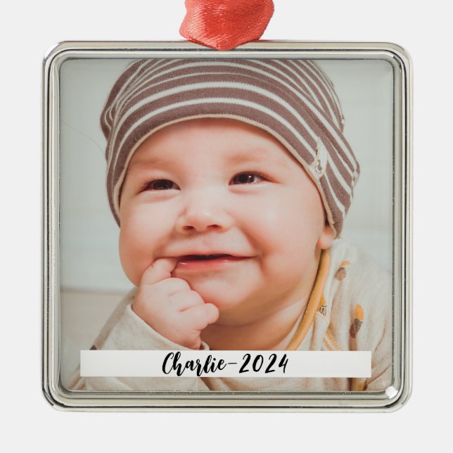 Adorno Metálico NAVIDADES de texto y fotografía Personalizado DIY (Frente)