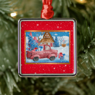 Adorno Metálico Navidades de vacaciones rojas Personalizar de cami