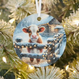 Adorno Metálico Navidades de vacas festivas personalizadas