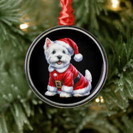 Adorno Metálico Navidades de Westie Santa Paws