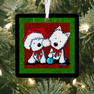 Adorno Metálico Navidades de Westie Terrier Duo