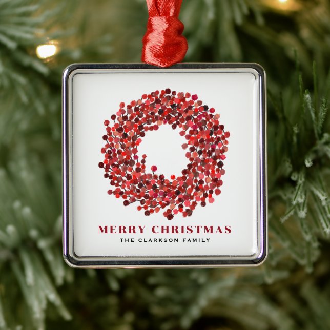 Adorno Metálico Navidades de Winterberry Wreath pintados a mano (Árbol)