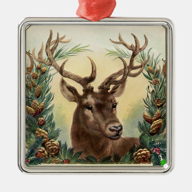Adorno Metálico NAVIDADES DEER CON CONOS DE PINO ROSA Verde (Frente)
