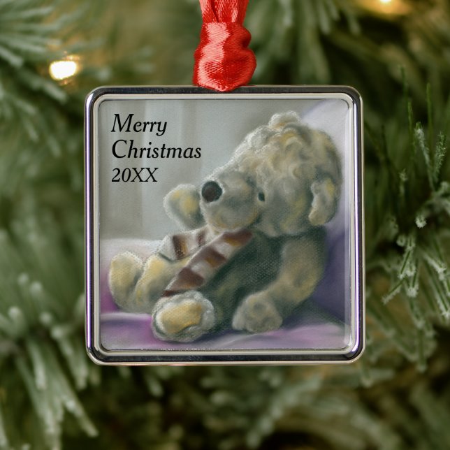 Adorno Metálico Navidades del año Personalizado Toy Bear Pastel (Árbol)
