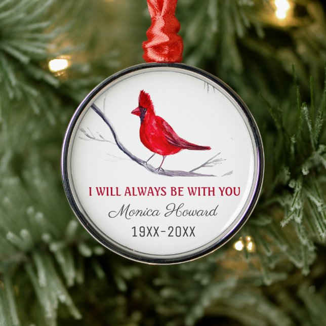 Adorno Metálico Navidades del cardenal rojo homenajean a pájaro (Árbol)
