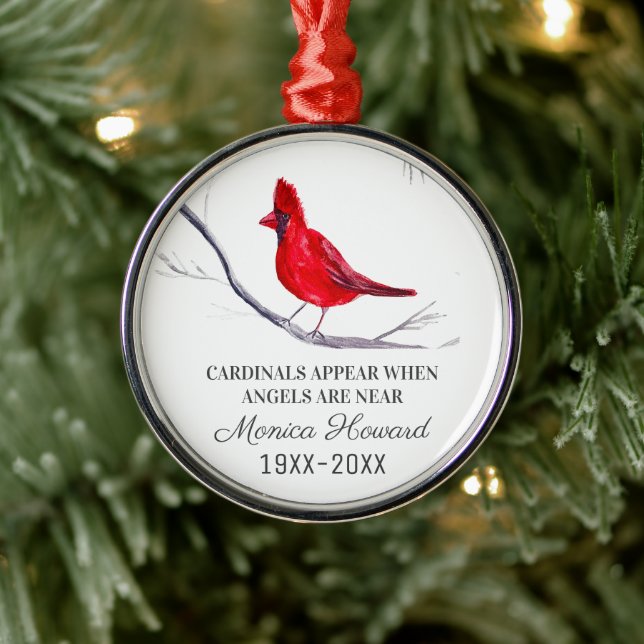 Adorno Metálico Navidades del cardenal rojo homenajean a pájaro (Árbol)